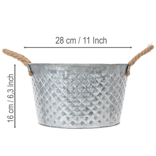 Okrúhla zinková misa s lanovými rúčkami Ø28cm V16cm | Floristik24.sk