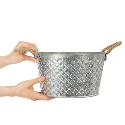 Okrúhla zinková misa s lanovými rúčkami Ø28cm V16cm | Floristik24.sk
