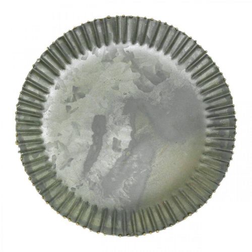 Floristik24 Ozdobný tanier zinkový tanier kovový antracitový zlatý Ø17cm