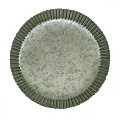 Floristik24 Ozdobný tanier zinkový tanier kovový antracitový zlatý Ø20,5cm