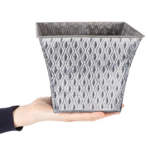 Zinkový hrniec s diamantovým vzorom, V15 cm | Floristik24.sk