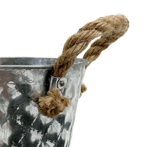 Floristik24 Zinkový hrniec s povrazovými rúčkami Ø12cm V10cm