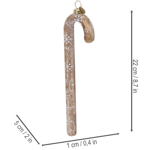 Sklenená ozdoba v tvare cukrovej trstiny, nostalgická vianočná dekorácia na stromček, 22 cm | Floristik24.sk