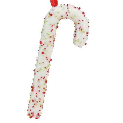 položky Vianočná závesná dekorácia v tvare cukrovej trstiny, biela, farebná, 20 cm, sada 6 kusov