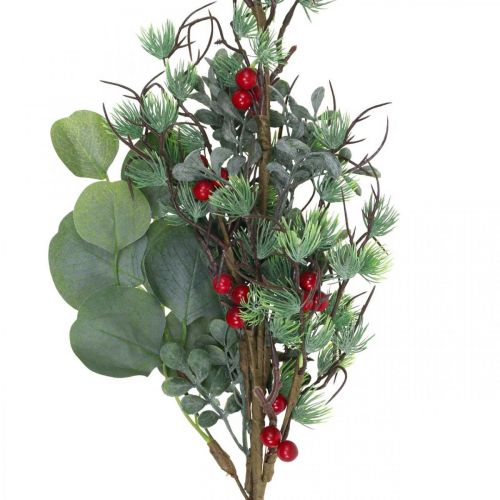 položky Vianočná dekorácia vetvička umelá zelená červená bobuľka 70cm