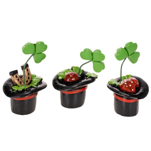 Talizman pre šťastie ďatelina a chrobák v cylindri, 7 cm, 3 kusy