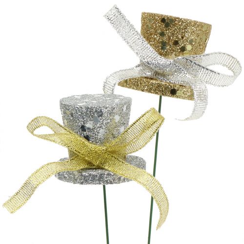 Floristik24 Zástrčka valca zlatá, strieborná 3cm 2ks