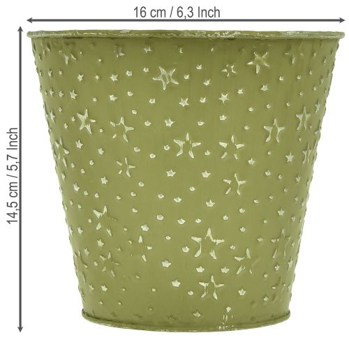 Kovový kvetináč, kvetináč, hviezdy, zelený a strieborný, Ø16cm | Floristik24.sk