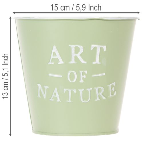 Zinkový kvetináč, mätovozelený, Ø15cm, V13,5cm | Floristik24.sk