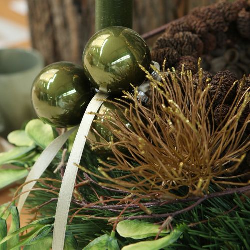 položky Sklenené vianočné gule, lesklé, v olivovo-sivej a strieborno-sivej farbe, 5 cm, 24 kusov