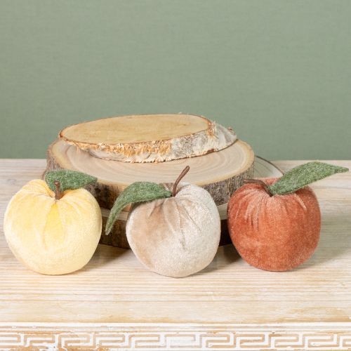položky Dekoratívny jablkový zamat s listami hnedožltý Ø7,5 cm V9 cm 9 ks