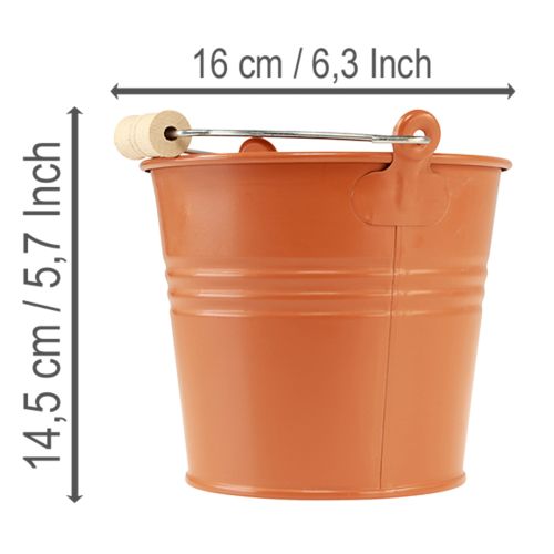 položky Dekoratívne kovové vedro/kvetináč, oranžovo-hnedé, Ø16 cm, V14,5 cm, 1,6 l