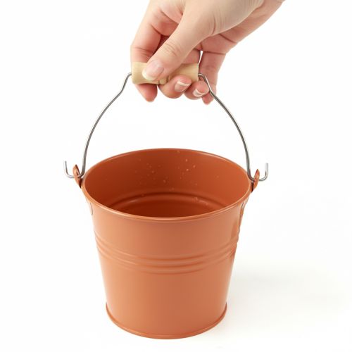 položky Dekoratívne kovové vedro/kvetináč, oranžovo-hnedé, Ø16 cm, V14,5 cm, 1,6 l