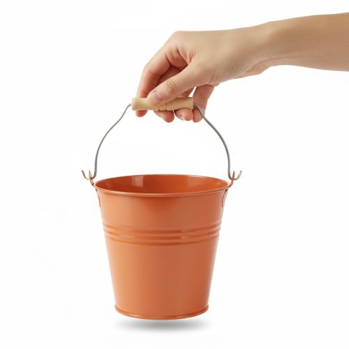 položky Dekoratívne kovové vedro/kvetináč, oranžovo-hnedé, Ø22 cm, V21,5 cm, 6 l