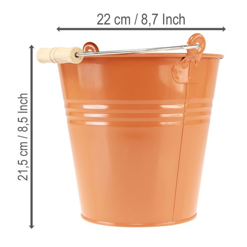 položky Dekoratívne kovové vedro/kvetináč, oranžovo-hnedé, Ø22 cm, V21,5 cm, 6 l