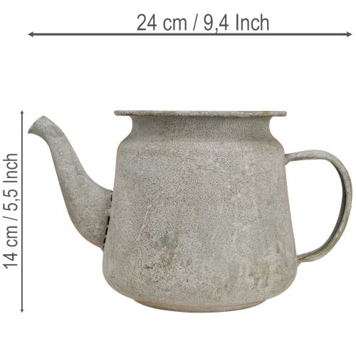 Dekoratívna kovová kanvica na čaj, vintage štýl, sivá, 24×14×14 cm, retro shabby chic štýl | Floristik24.sk