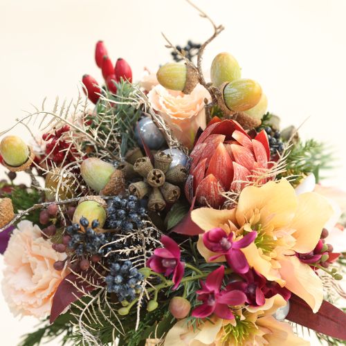 položky Dekoratívne umelé kvety Protea červeno-oranžové 34cm 3ks