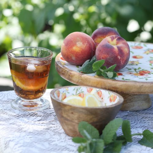 Floristik24 Dekoračný tanier so základom mangovníkový motív broskyne Ø26cm V9,5cm