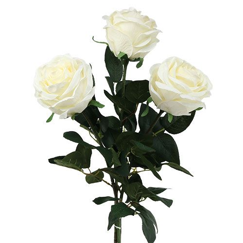 Floristik24 Deko ruža krémová plnená Ø8cm L68cm 3ks