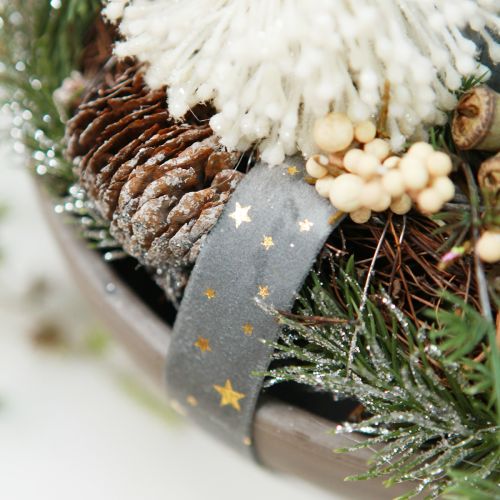 položky Zamatová stuha, hviezdicová stuha, sivo-zlatá, ozdobná stuha, šírka 25 mm, dĺžka 8 m