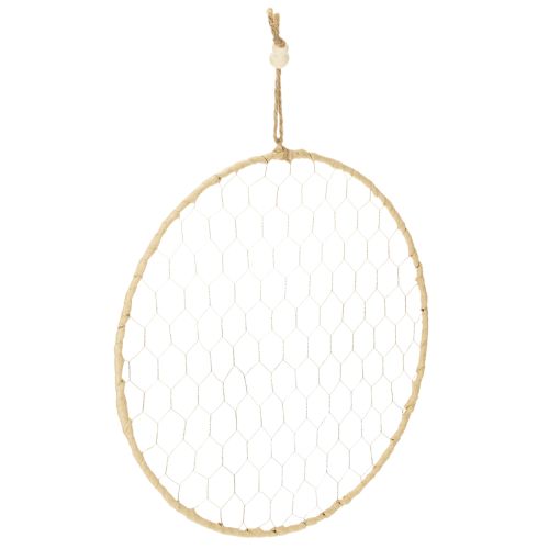 Floristik24 Dekoratívny kovový prsteň Ø38cm, závesná dekorácia, rafia, strieborná, prírodná, boho dekorácia na stenu, všestranné zdobenie, 4 kusy
