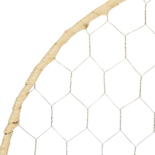 položky Dekoratívny kovový prsteň Ø38cm, závesná dekorácia, rafia, strieborná, prírodná, boho dekorácia na stenu, všestranné zdobenie, 4 kusy