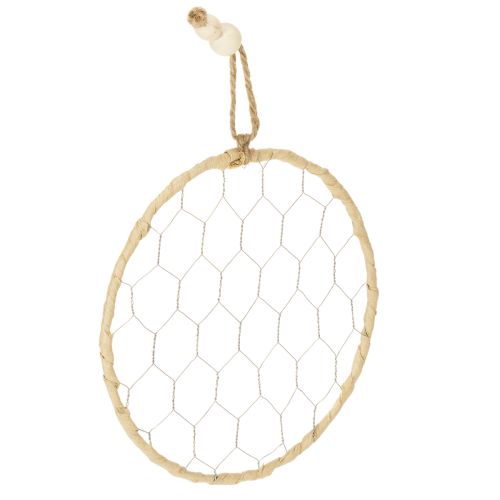 Floristik24 Dekoratívne kovové závesné krúžky z rafie, Ø20cm, 4 kusy, boho dekorácia na stenu, dekorácia na okno