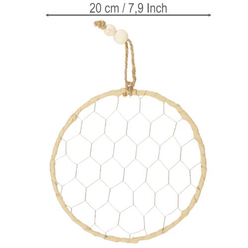 položky Dekoratívne kovové závesné krúžky z rafie, Ø20cm, 4 kusy, boho dekorácia na stenu, dekorácia na okno