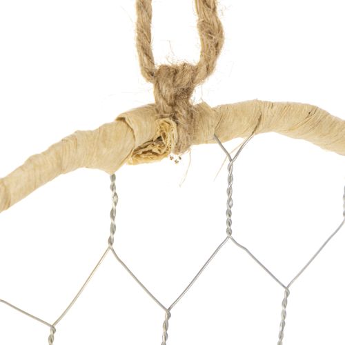 položky Dekoratívne kovové závesné krúžky z rafie, Ø20cm, 4 kusy, boho dekorácia na stenu, dekorácia na okno
