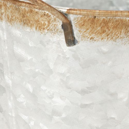 položky Dekoratívny kvetináč s rúčkami, vedro na kvetináče, kovová nádoba, strieborná, zvetraná oceľ, Ø17 cm V16,5 cm