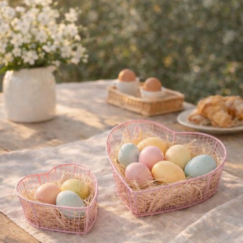 položky Drôtené košíky, v tvare srdca, na dekoráciu a organizáciu, 20 cm, sada 4 kusov