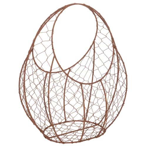 Drôtený košík, kovový kvetináč, jarná dekorácia, veľkonočný košík, hnedý, hrdzavý povrch, V34cm D30cm kúpiť | Floristik24.sk