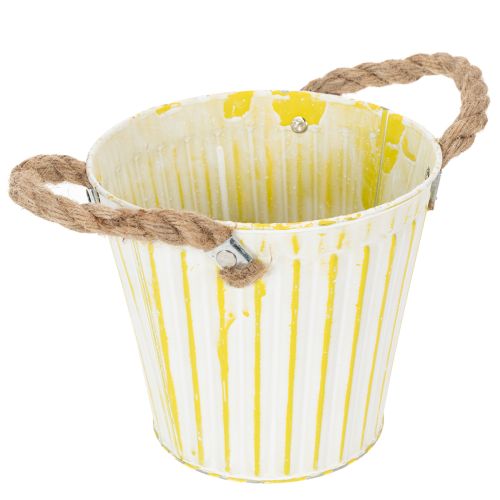 položky Vedro na sadenie, kvetináč s rúčkami, kovová dekorácia ružová/zelená/žltá shabby chic Ø16,5 cm V15 cm 3-dielna sada