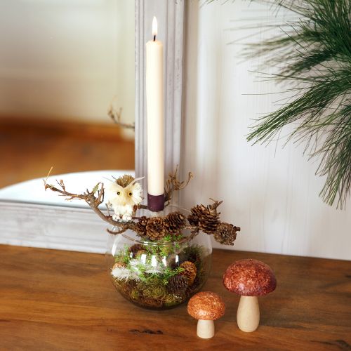 položky Sova ozdobné kvetinové zátky jesenná dekorácia prírodná Ø4cm V8cm 4ks