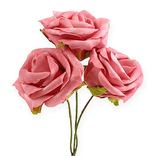 Floristik24 Penová ruža Ø 8cm ružová 18p
