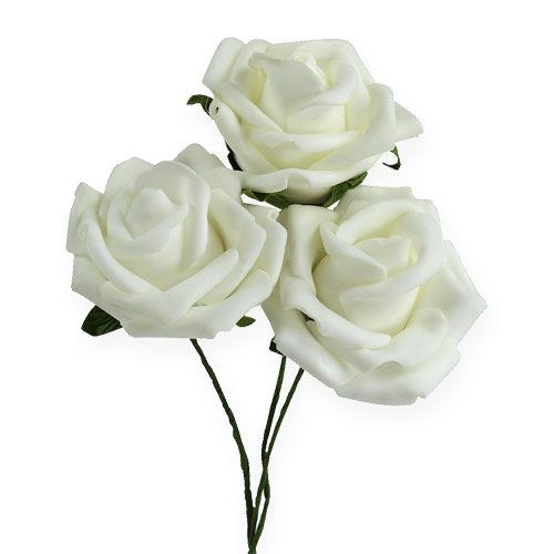 Floristik24 Penová ruža Ø6cm biela 27p