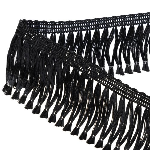 položky Čierna strapcová stuha 4 cm, kordónový lem, ozdobný lurex so strapcami 25 m