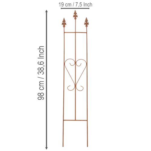 položky Záhradná mriežka, dekoratívna opora v tvare srdca pre popínavé rastliny, 98 cm