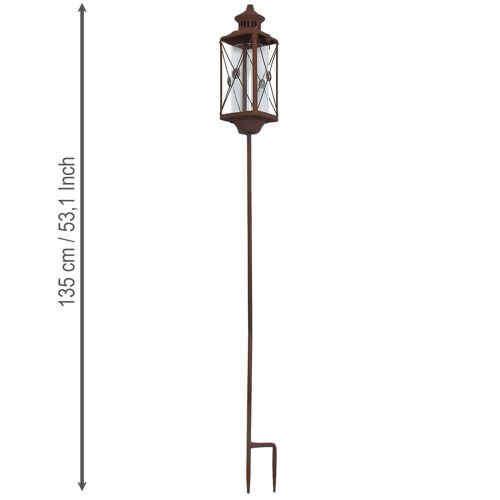 položky Záhradný lampáš, kovová dekorácia, hrdzavý vzhľad, 12 cm x 12 cm x 135 cm