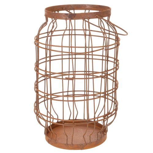 Záhradný lampáš, kovový, hrdzavý povrch, rukoväť, vintage, Ø19,5 cm | Floristik24.sk