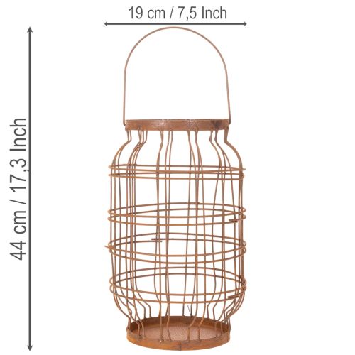 Záhradný lampáš, kovový, hrdzavý povrch, rukoväť, vintage, Ø19,5 cm | Floristik24.sk