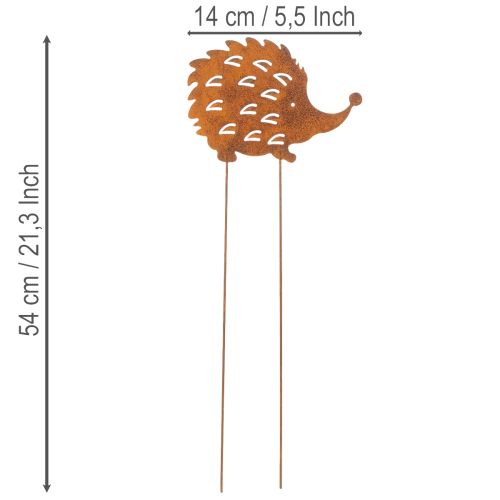 Záhradný kolík na ježka s hrdzavou patinou, dekoratívny záhradný kolík 20 cm | Floristik24.sk