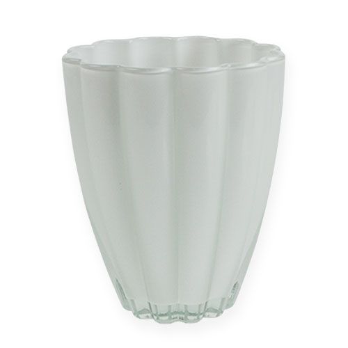 Floristik24 Sklenená váza &quot;Bloom&quot; biela Ø14cm H17cm