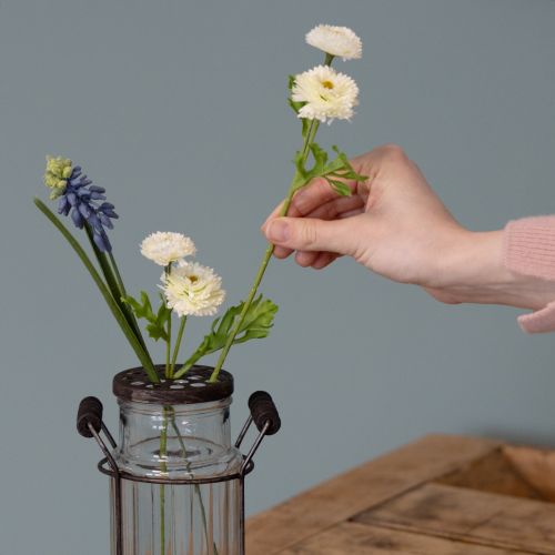 položky Sklenená fľaša v kovovom košíku, ideálna ako dekoratívne doplnky do obývačky, 20 cm