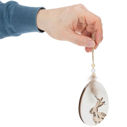 položky Drevené veľkonočné vajíčka na zavesenie, biele a čierne, 10 cm, 6 kusov