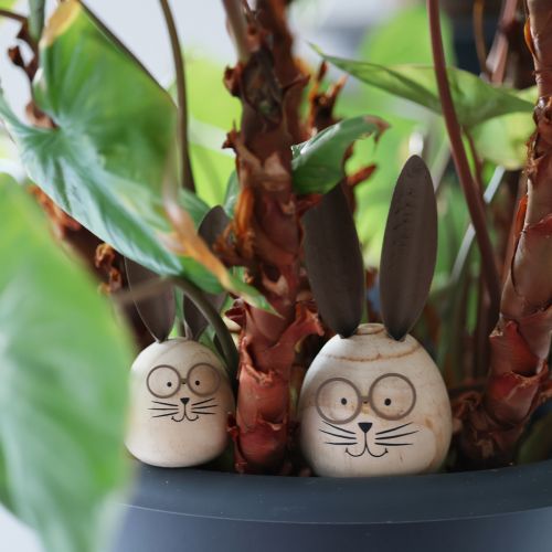 položky Dekoratívna figúrka králika v tvare vajíčka s postavičkou na jar a sezónne dekorácie, 14 cm, 3 kusy