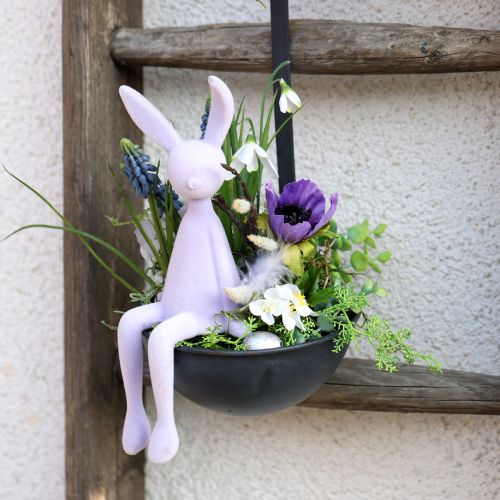 Floristik24 Stolička Bunny Edge Easter Bunny Flocked Purple Lilac – 2. voľba – 28 cm 3 ks