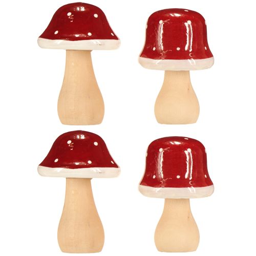 položky Drevené huby, muchotrávky, dekorácia, drevo, FSC, červeno-hnedé, V6,5/7 cm, 4 kusy