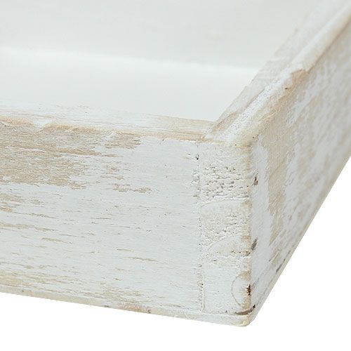 položky Mini drevený podnos biely 12 cm x 12 cm x 3 cm