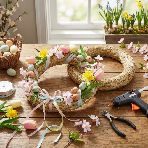 položky Slamený kvetinový veniec na kreatívne vence na dvere a sezónnu dekoráciu 25/4 cm 2 ks